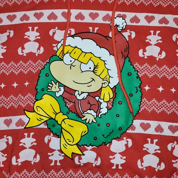 Nickelodeon Rugrats Angelica Pickles Christmas Hoodie Red Women’s Size XL New - Picture 3 of 4